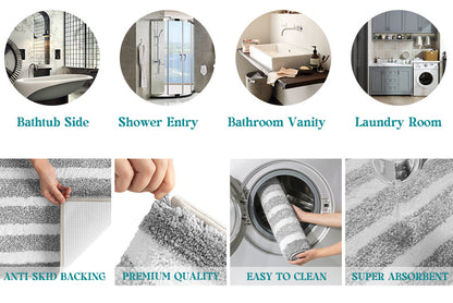 Stylish Striped Bath Mat - Non-Slip & Absorbent