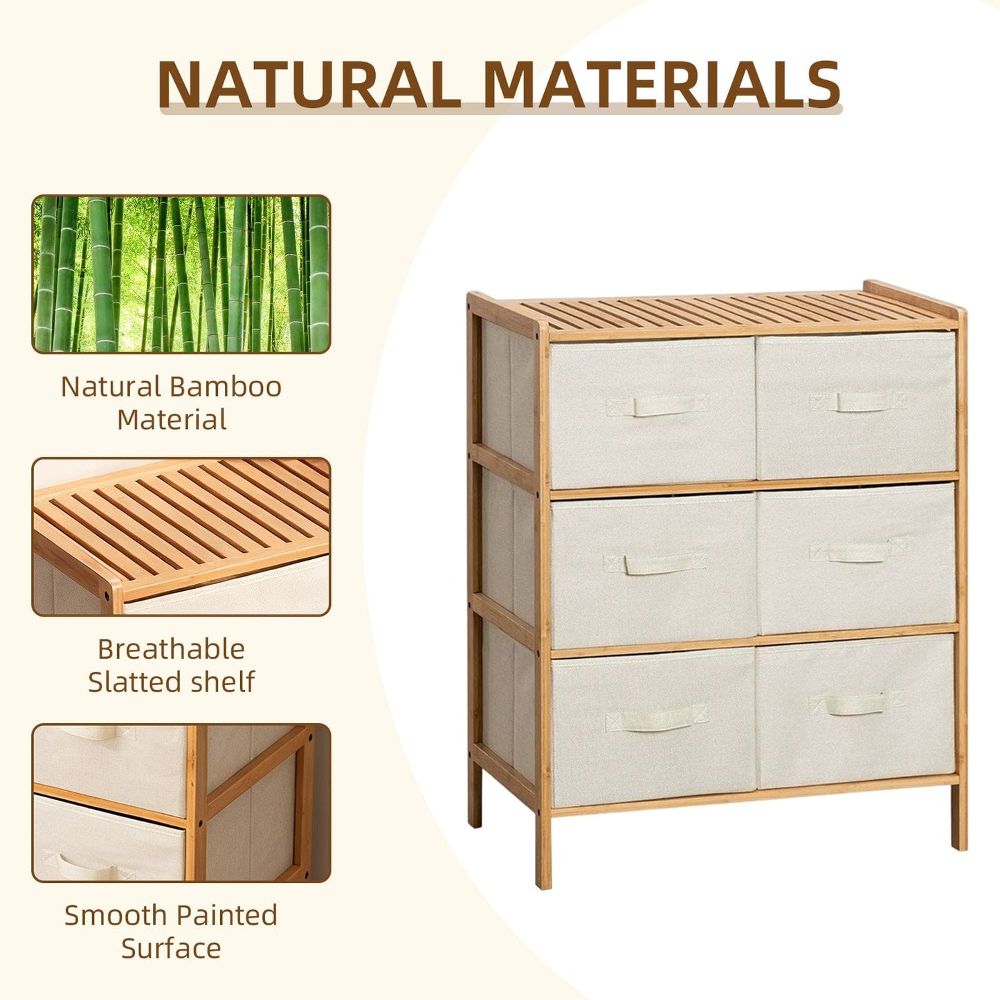 Bamboo Storage Chest Natural 78x66x35cm