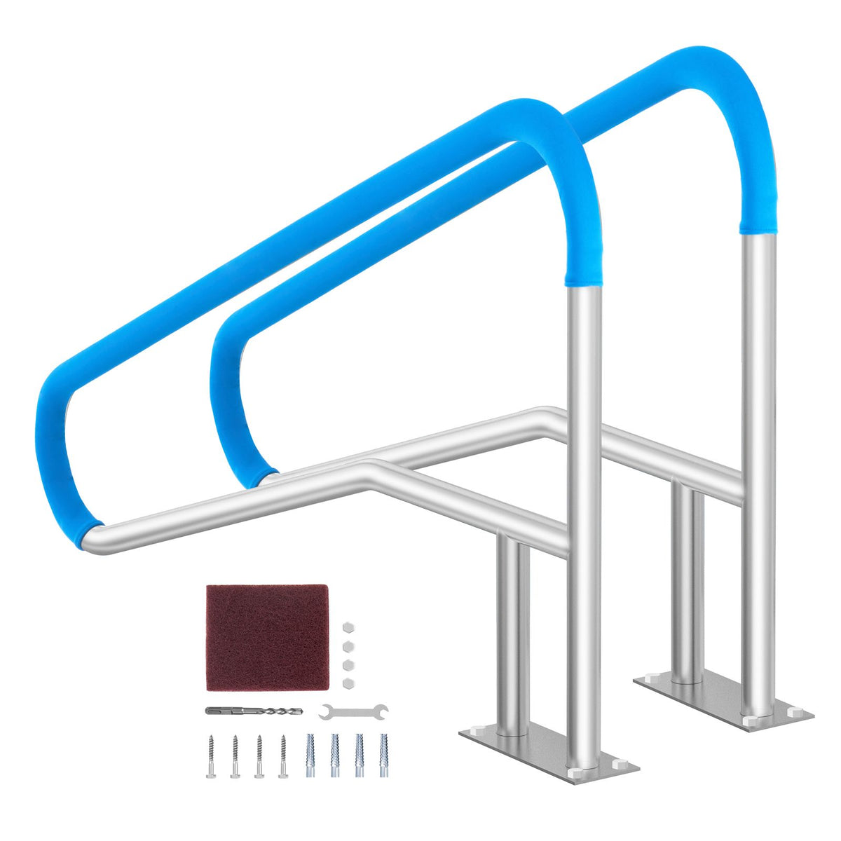 Pool Handrail 2 PCS 55 x 32 inch Stainless Steel with Base Plate for Spas