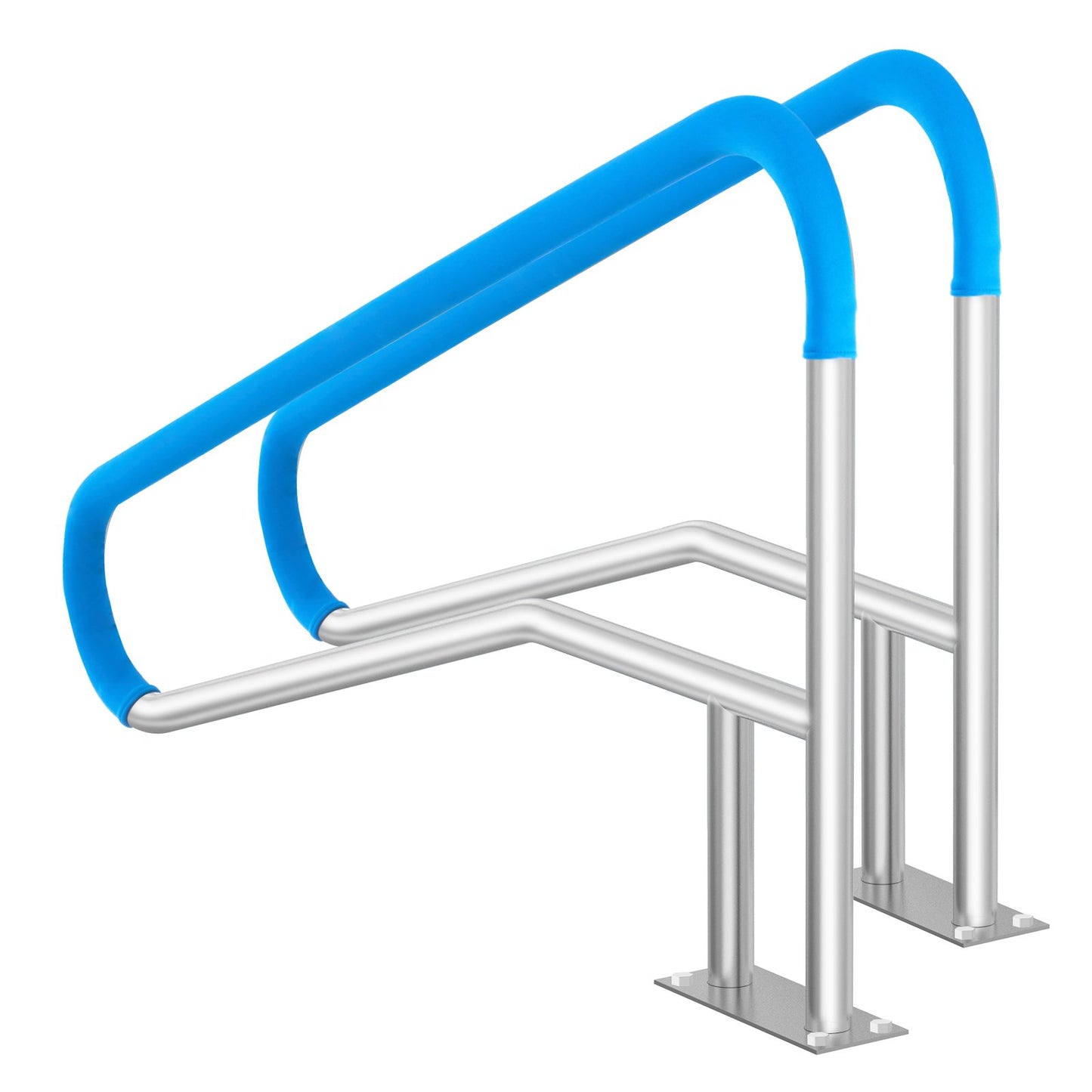 Pool Handrail 2 Pcs 55 X 32 Inch Stainless Steel With Base Plate For