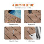 Pool Handrail 2 Pcs 55 X 32 Inch Stainless Steel With Base Plate For