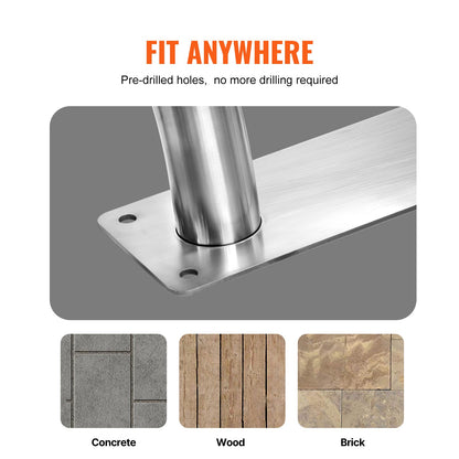 Pool Handrail 2 Pcs 55 X 32 Inch Stainless Steel With Base Plate For
