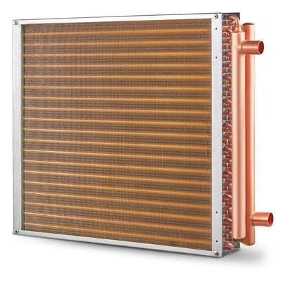 20"x 20" Heat Exchanger Water to Air 3-Row 3/8" Copper Ports 242 Fins