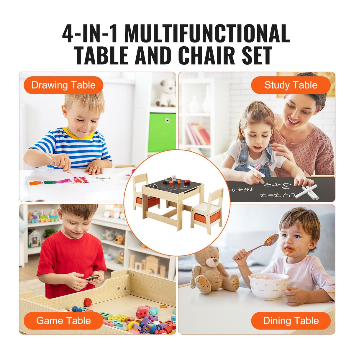 Kids Table Set Wooden Activity