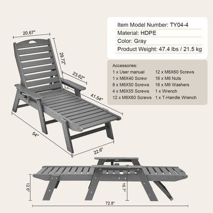 Outdoor Chaise Lounge 6 Position