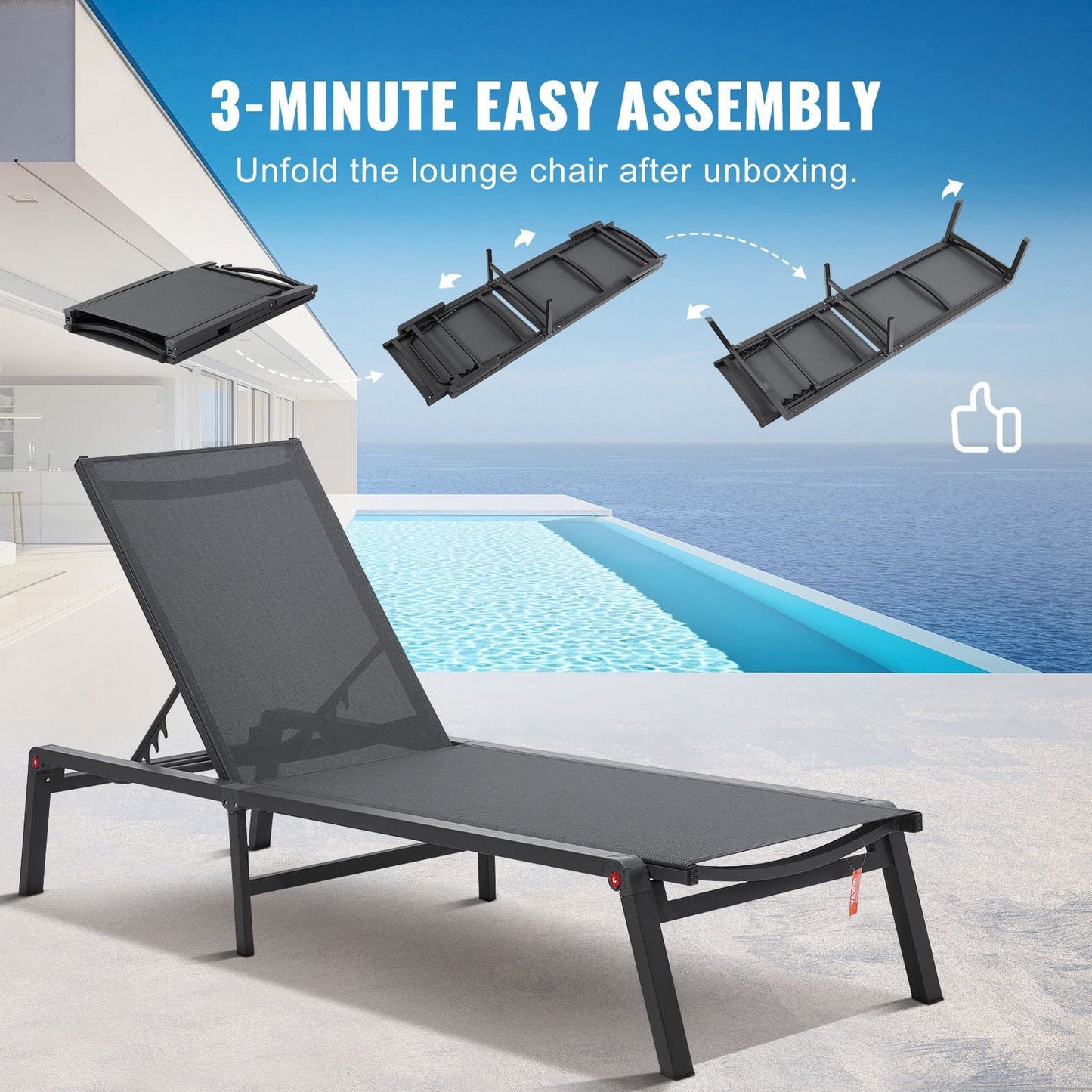 Outdoor Chaise Lounge Adjustable Chair