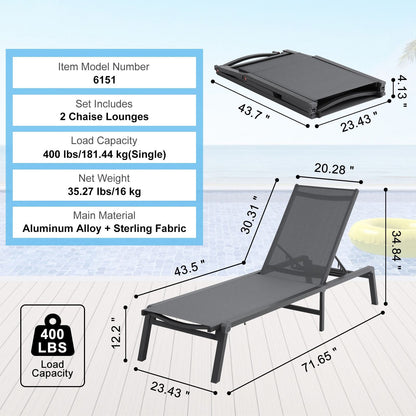 Outdoor Chaise Lounge Adjustable Chair