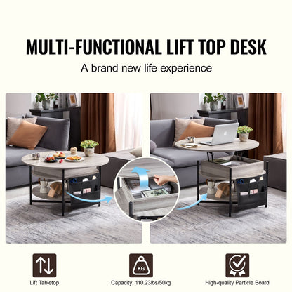 Round Coffee Table Adjustable Height