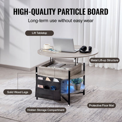 Round Coffee Table Adjustable Height