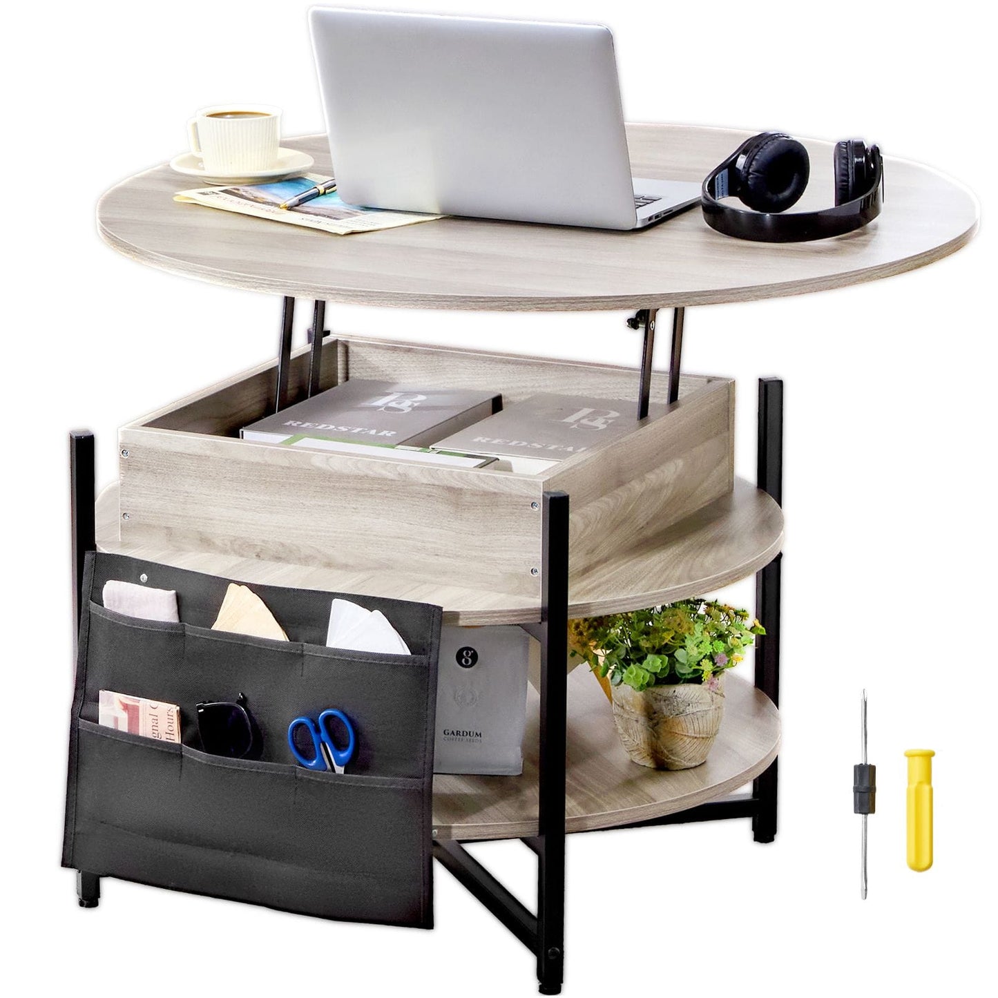 Round Coffee Table Adjustable Height