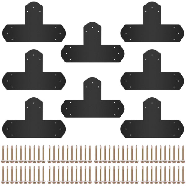  Black T Mending Plate T-Shape 8 Pcs 6 Flat Connector Post To Beam