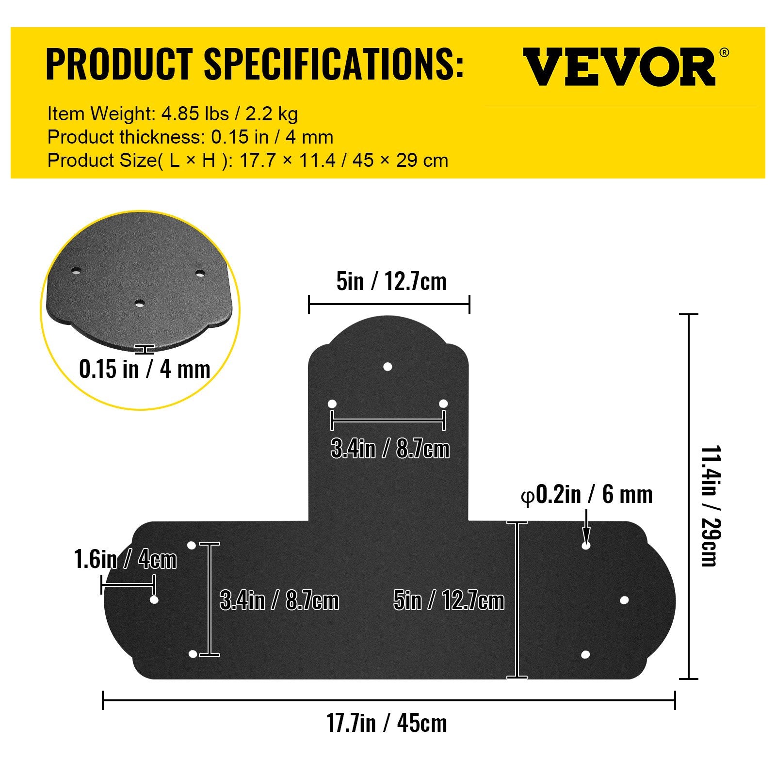 Black T Mending Plate T-Shape 8 Pcs 6 Flat Connector Post To Beam