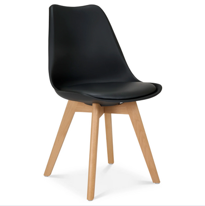 Dining Chair 4 Pcs Set Dining Chair - Yellow Wooden Frame Pu