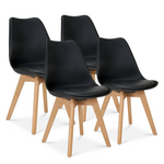 Dining Chair 4 Pcs Set Dining Chair - Yellow Wooden Frame Pu