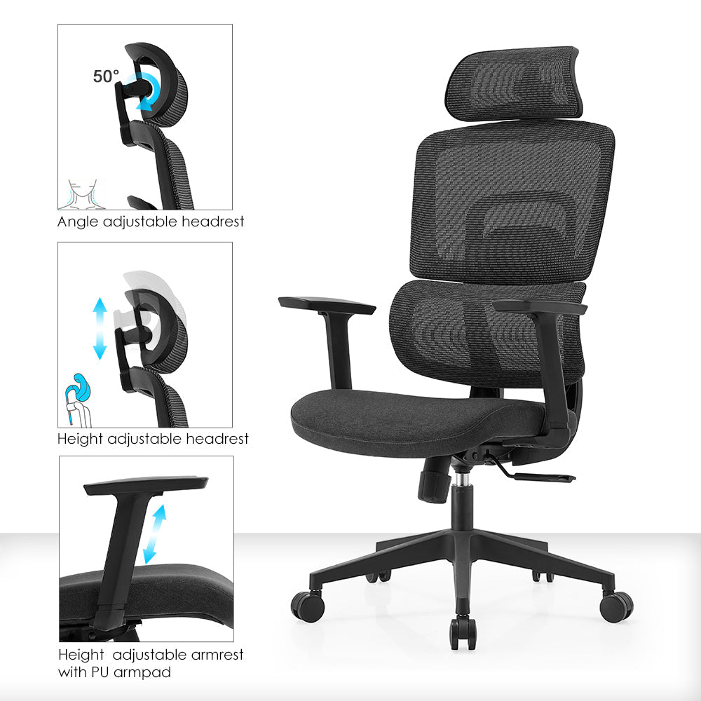 High Back Ergomonic Mesh Office Chair Gas Lift Storage Fabric