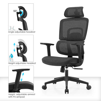 High Back Ergomonic Mesh Office Chair Gas Lift Storage Fabric