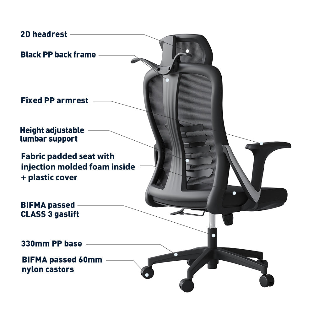New Choice High Back Ergonomic Mesh Office Chair Gas Lift Storage