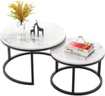 Nesting Coffee Table Faux Marble Small Round Coffee Tables - Black