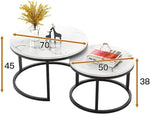Nesting Coffee Table Faux Marble Small Round Coffee Tables - Black
