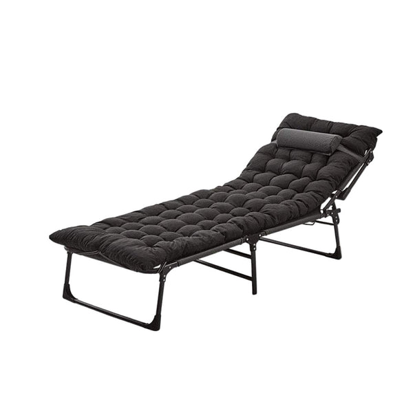  Folding Lounger Zero Gravity Recliner Garden Sun Chair - Black