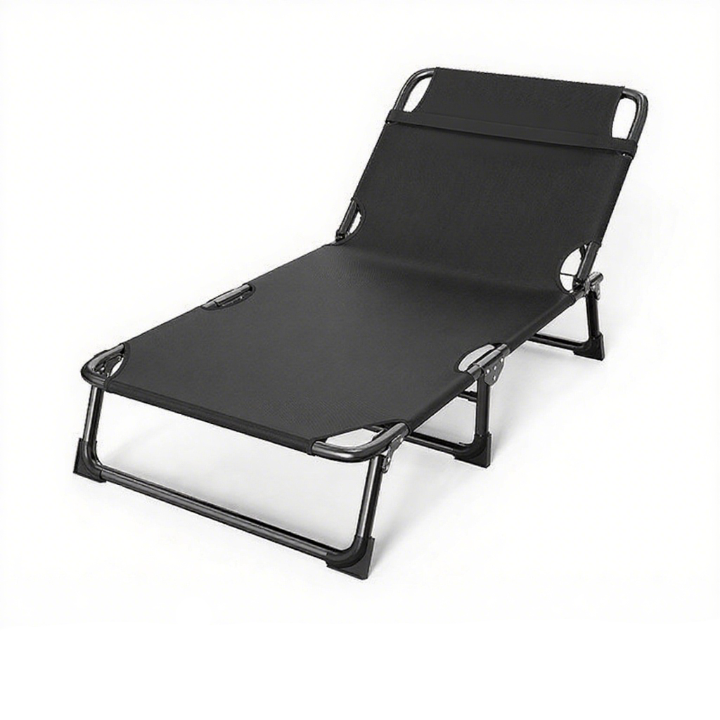 Folding Lounger Zero Gravity Recliner Garden Sun Chair - Grey Fabric