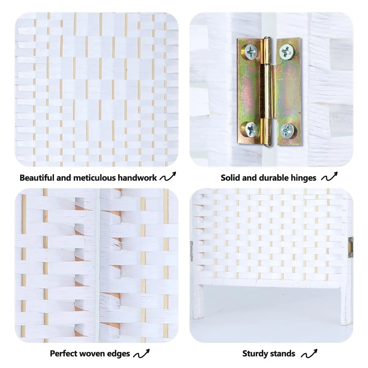 4 Panel Room Divider Decorative Folding Rattan Wicker Screen Room