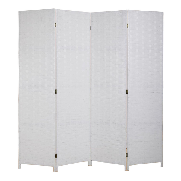  4-Panel Folding Room Divider Privacy Screen Partition Wooden Frame