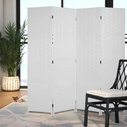4-Panel Folding Room Divider Privacy Screen Partition Wooden Frame