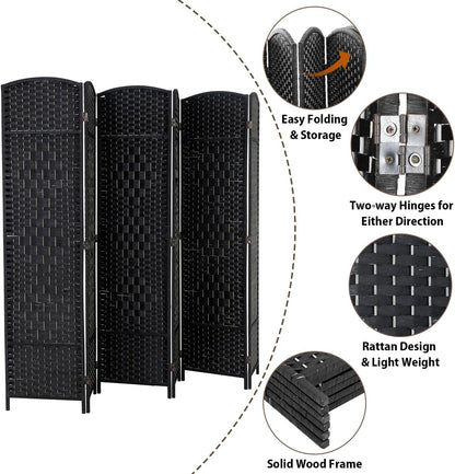 Portable Folding Room Divider Partition 6 Panel Privacy Screen