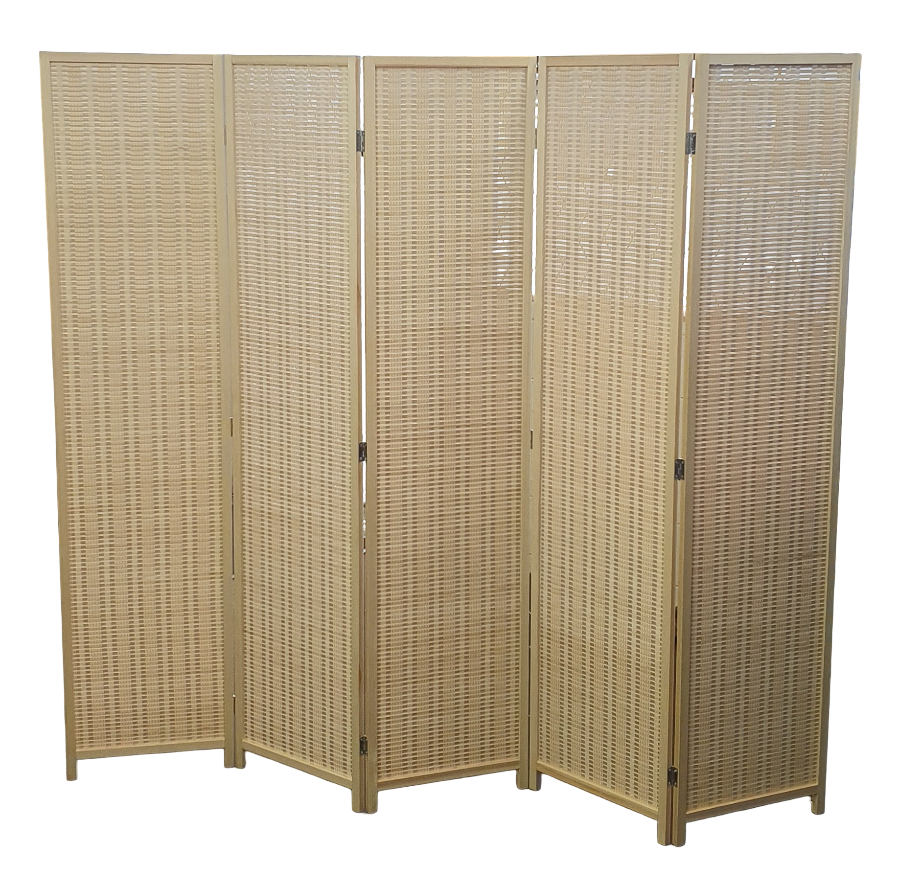 Bamboo Room Divider 5 Panel Folding Privacy Screen Storage Design