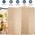 Bamboo Room Divider 5 Panel Folding Privacy Screen Storage Design