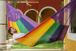 Queen Size Cotton Mexican Hammock in Rainbow Colour