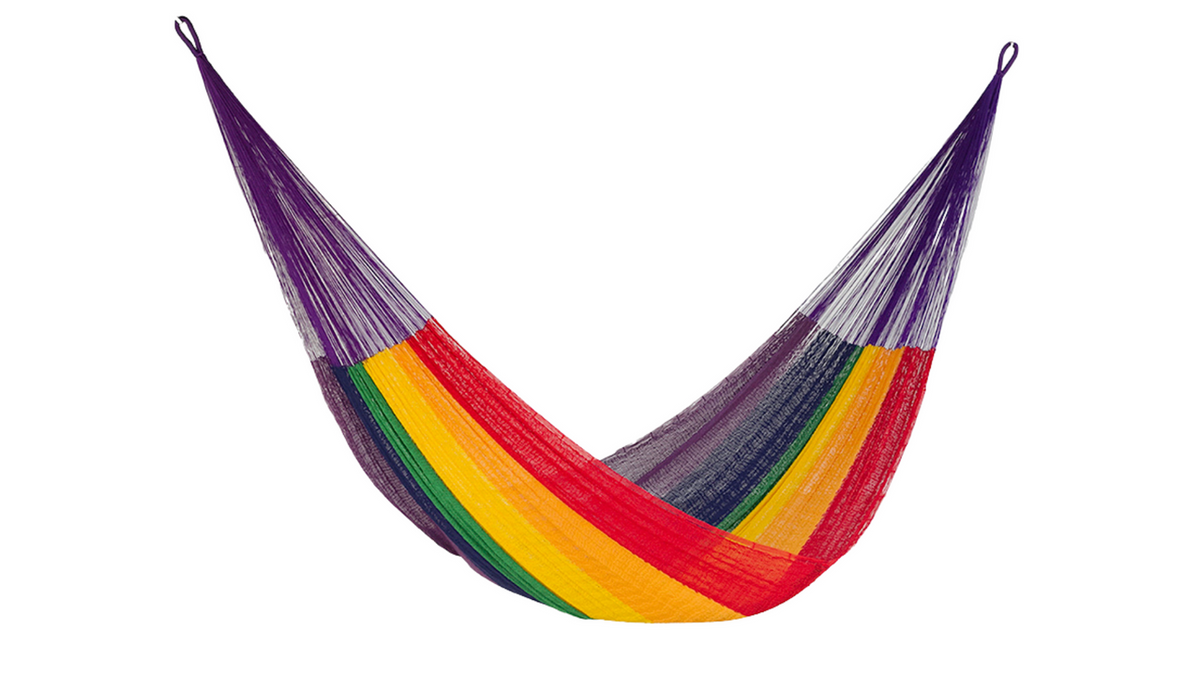Queen Size Cotton Mexican Hammock in Rainbow Colour