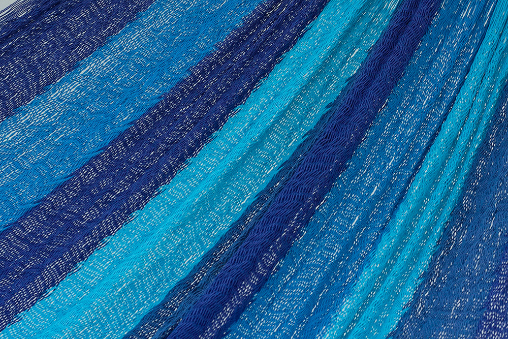 King Size Cotton Mexican Hammock in Caribbean Blue Colour