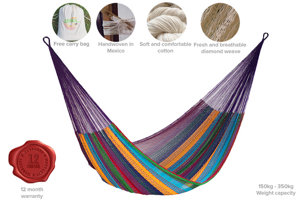  King Size Cotton Mexican Hammock in Coloring Color