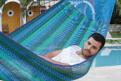 Mayan Legacy Jumbo Size Cotton Mexican Hammock in Caribe Colour