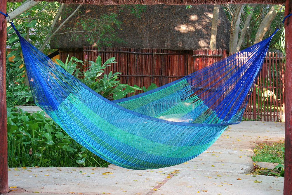 Mayan Legacy Jumbo Size Cotton Mexican Hammock in Caribe Colour