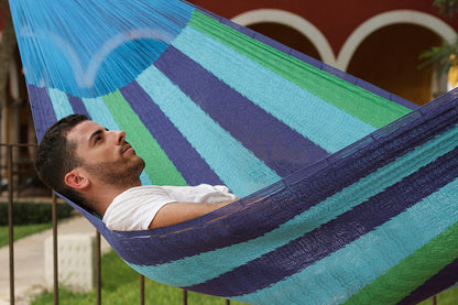 Jumbo Size Cotton Mexican Hammock in Oceanica Colour