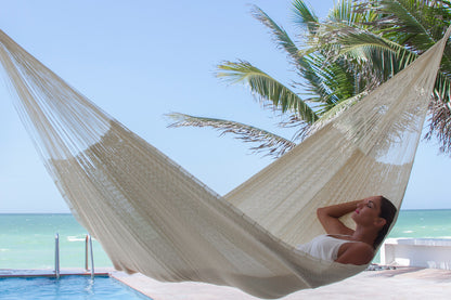 King Size Super Nylon Mexican Hammock In Cream Colour