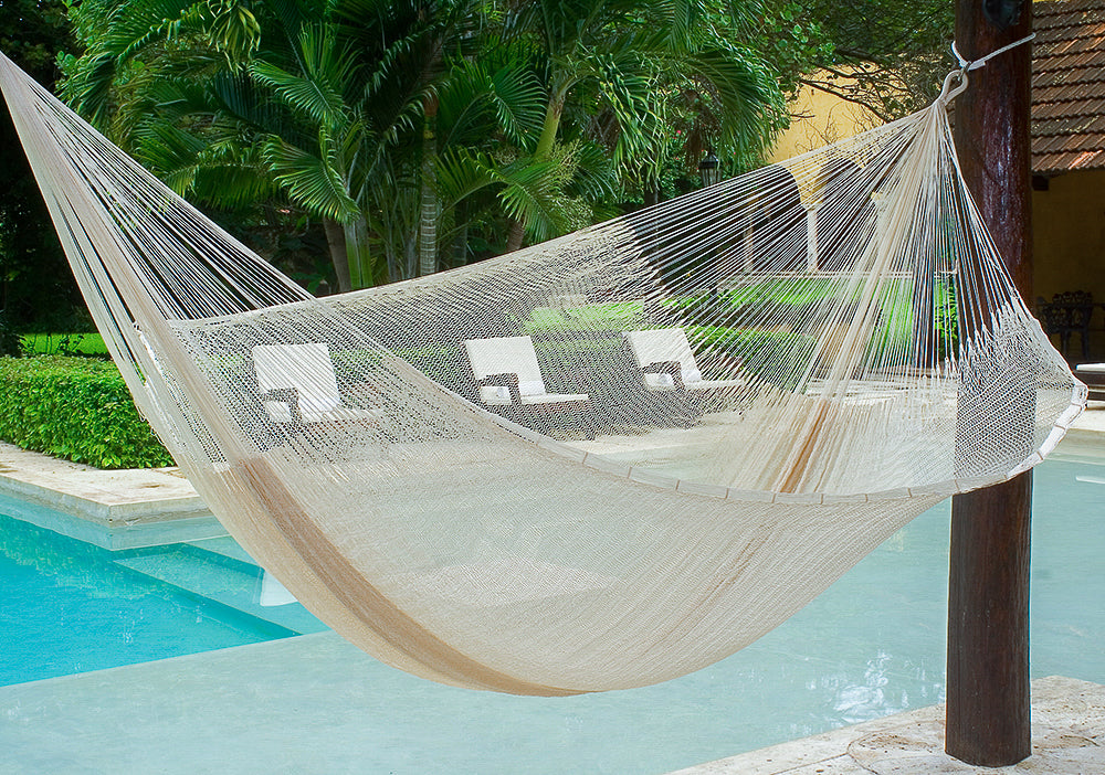 King Size Super Nylon Mexican Hammock In Cream Colour