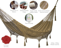 Outdoor Undercover Cotton Hammock Queen Size Cedar