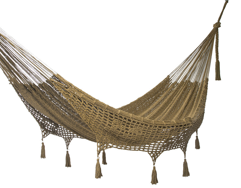 Outdoor Undercover Cotton Hammock Queen Size Cedar