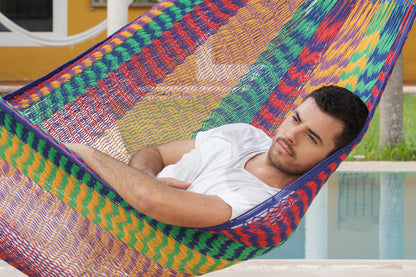 Jumbo Size Outdoor Cotton Mexican Hammock in Mexicana Colour