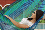 King Size Outdoor Cotton Mexican Hammock in Caribe Colour
