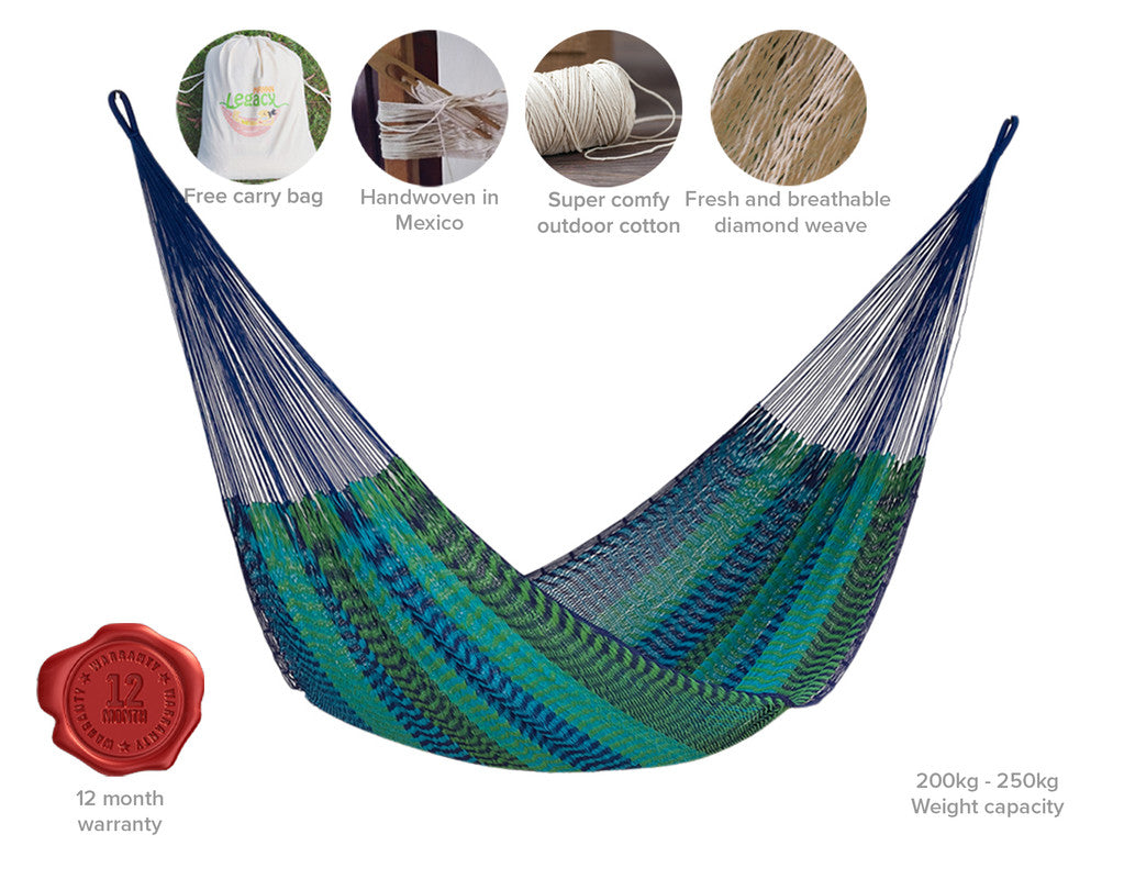 Outdoor Undercover Cotton Hammock King Size Caribe