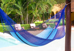 King Size Outdoor Cotton Mexican Hammock in Caribbean Blue Colour
