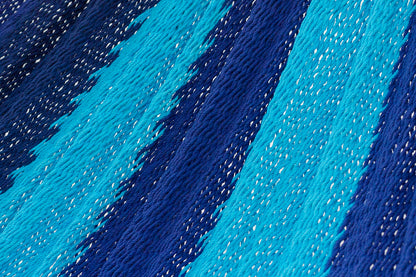 King Size Outdoor Cotton Mexican Hammock in Caribbean Blue Colour