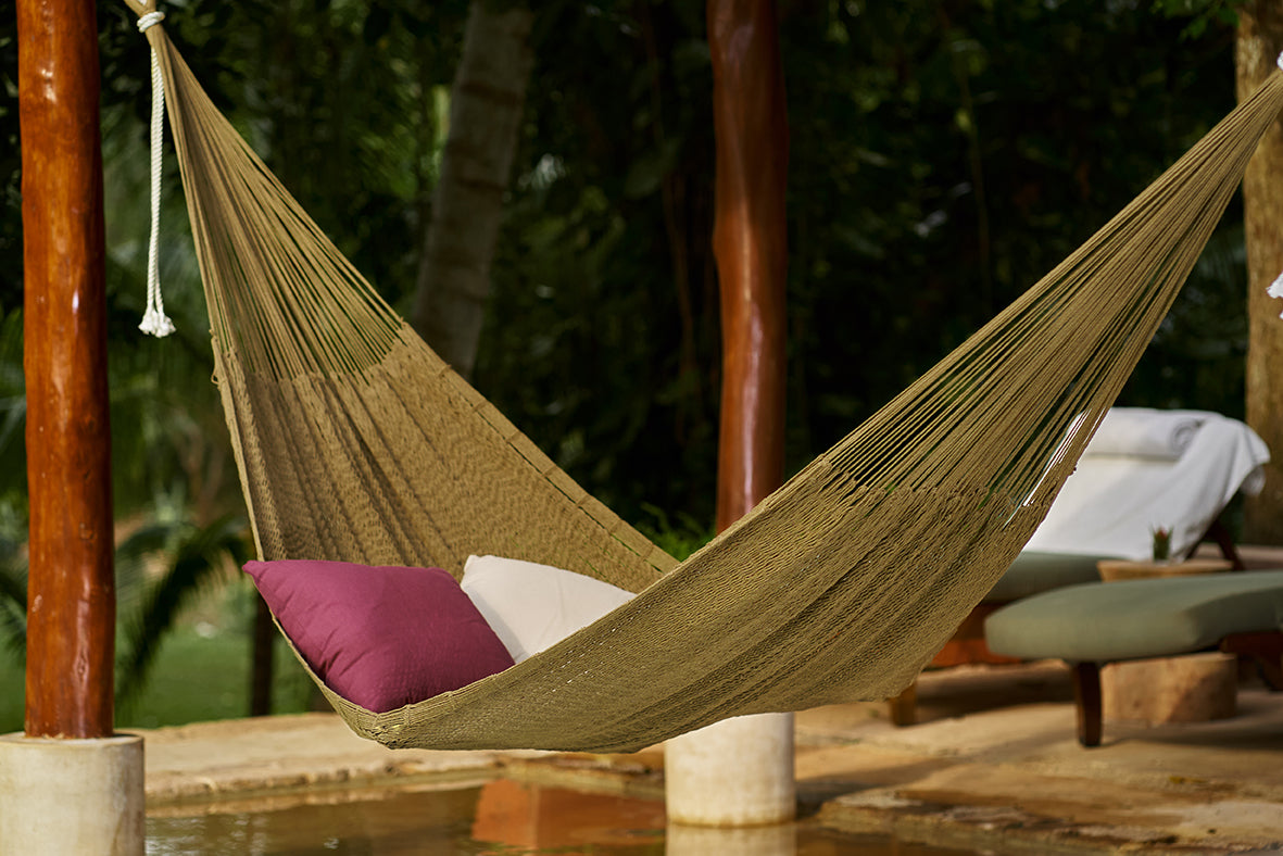 Outdoor Undercover Cotton Hammock King Size Cedar