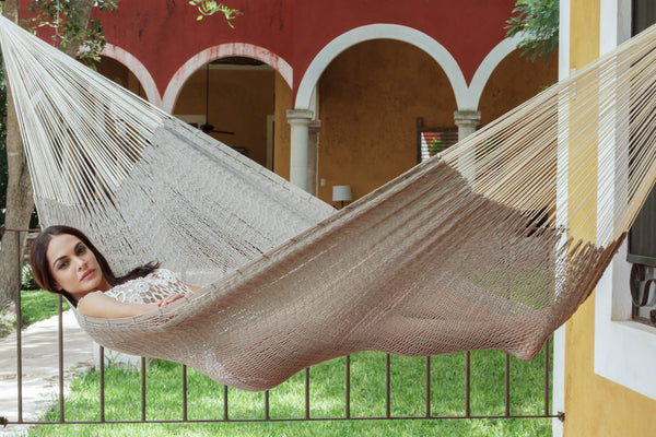  King Size Outdoor Cotton Mexican Hammock in Dream Sands Colour