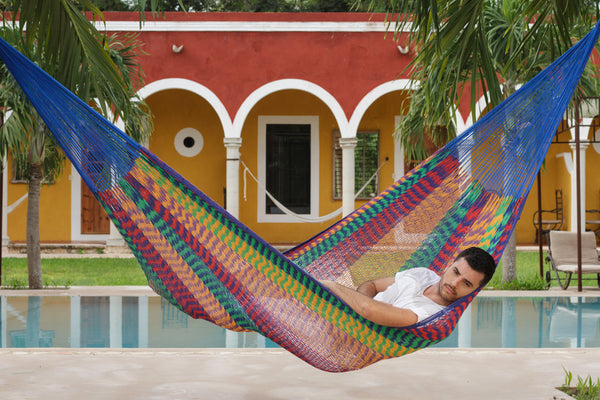  King Size Outdoor Cotton Mexican Hammock in Mexicana Colour